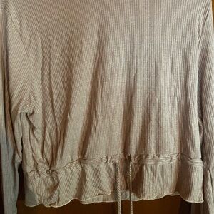 Charlotte Russe Cream Ribbed Tie Front Hoodie